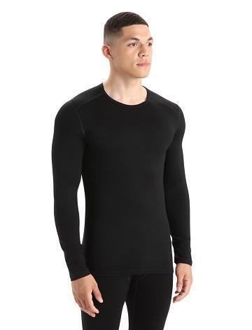 Icebreaker Merino 260 Tech Long Sleeve Crewe Thermal Top Férfi Base Layers Fekete | HU 1398CTVE